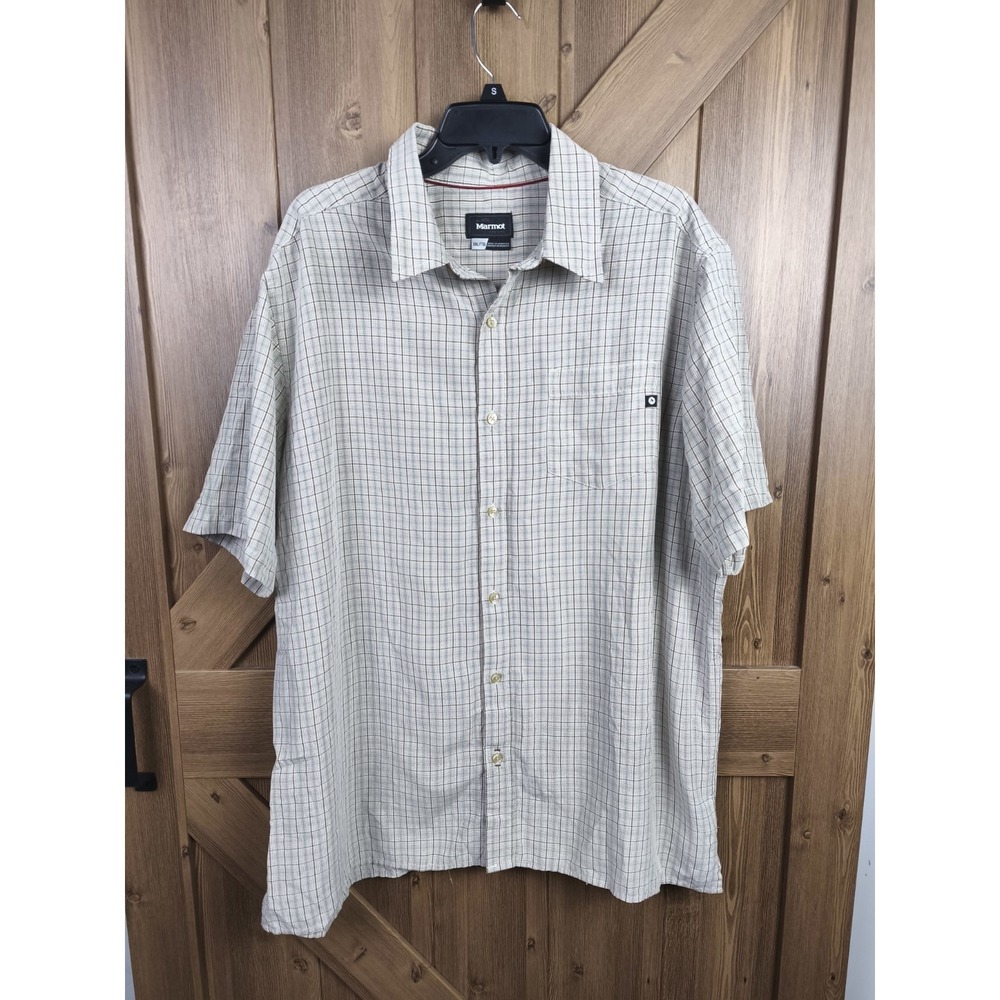 Marmot Short Sleeve Button Down Shirt Mens XXL Outdoor Hiking Plaid